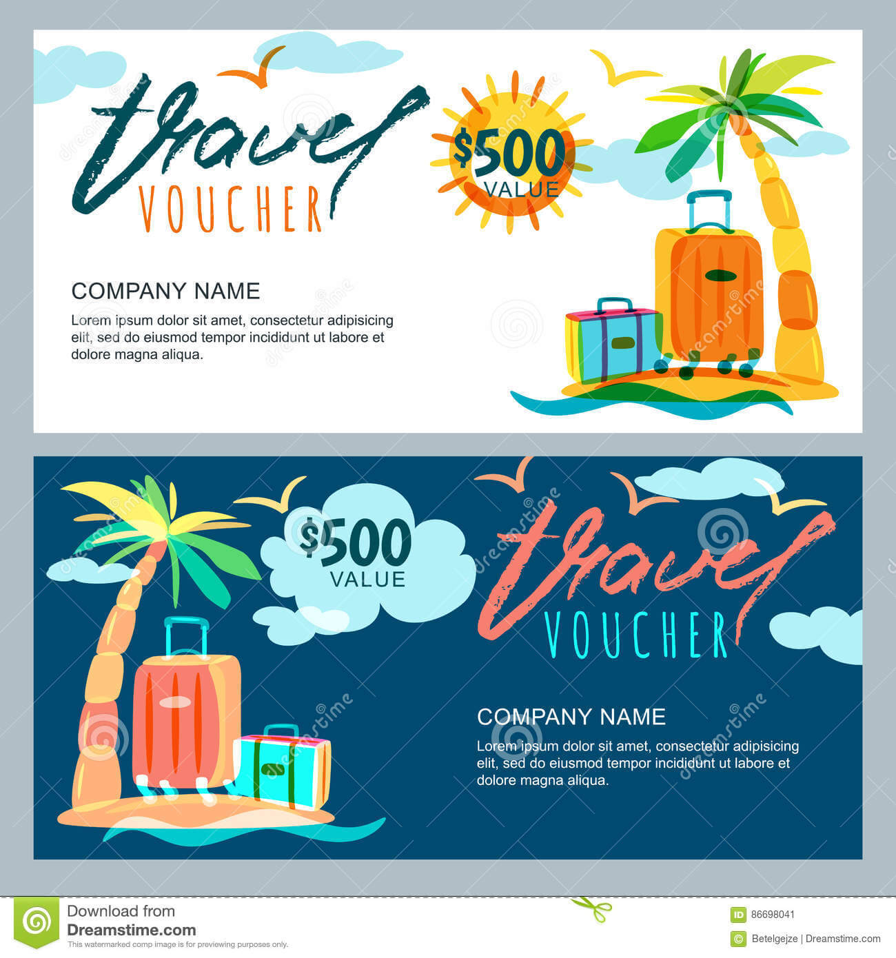 Vector Gift Travel Voucher Template. Tropical Island Regarding Free Travel Gift Certificate Template