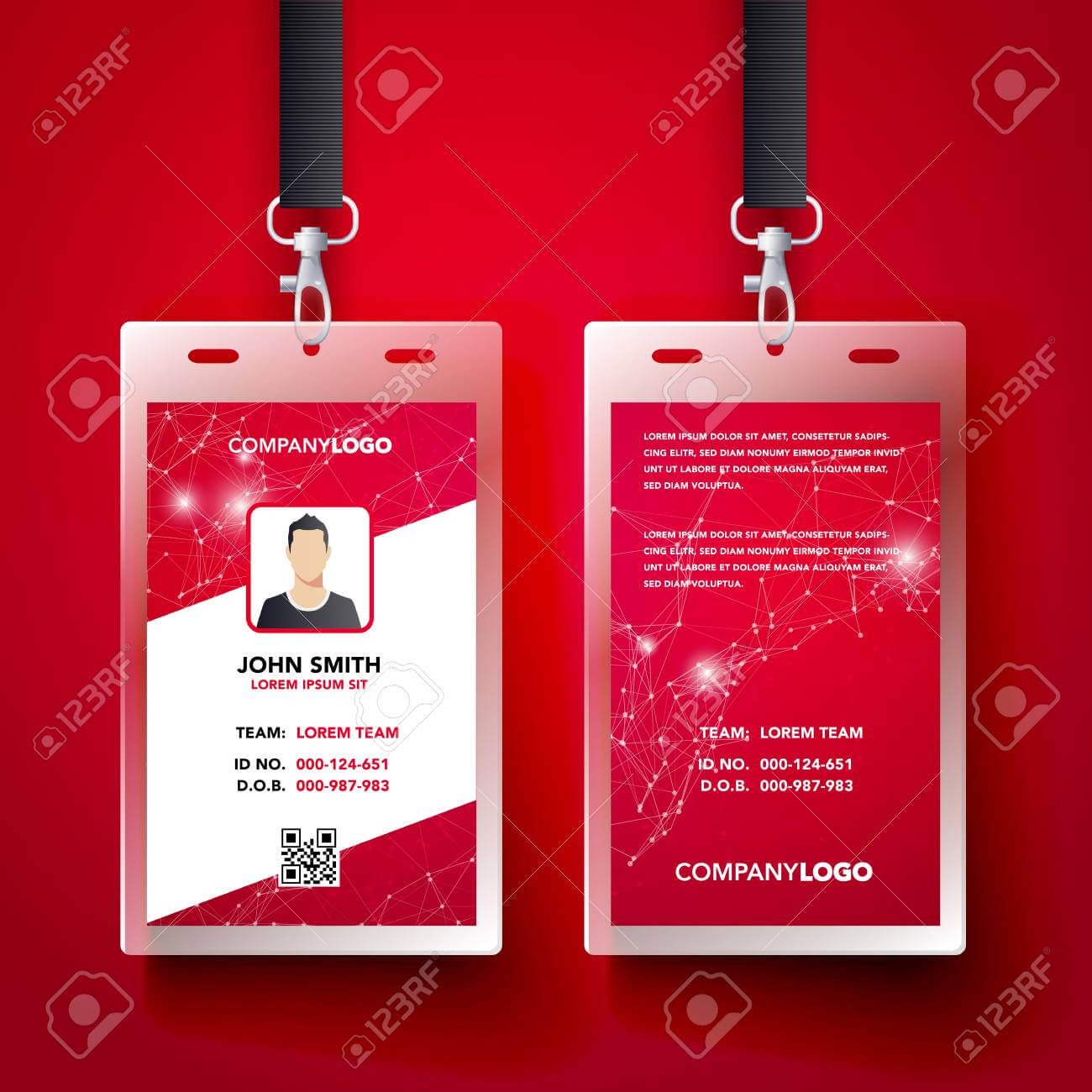 Vector Illustration Red Corporate Id Card Design Template Set Regarding Company Id Card Design Template