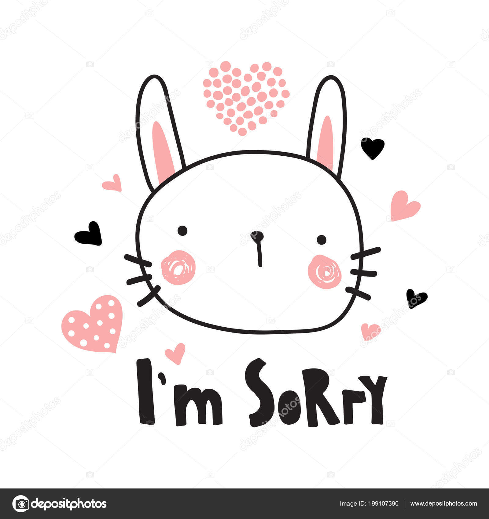 Vector Template Greeting Card Sorry Text Cute Bunny Regarding Sorry Card Template