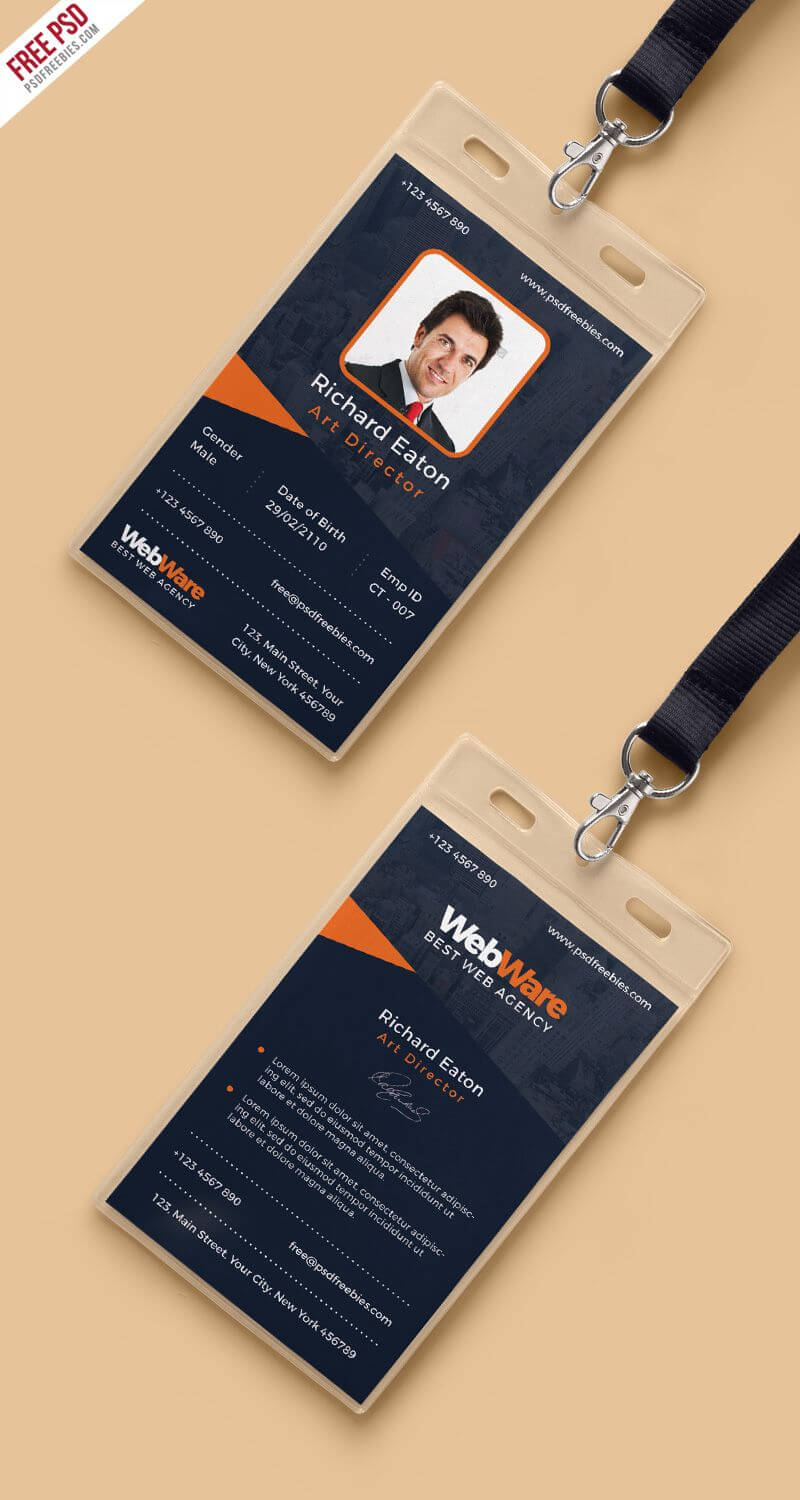 Vertical Company Identity Card Template Psd | Identity Card Throughout Id Card Design Template Psd Free Download