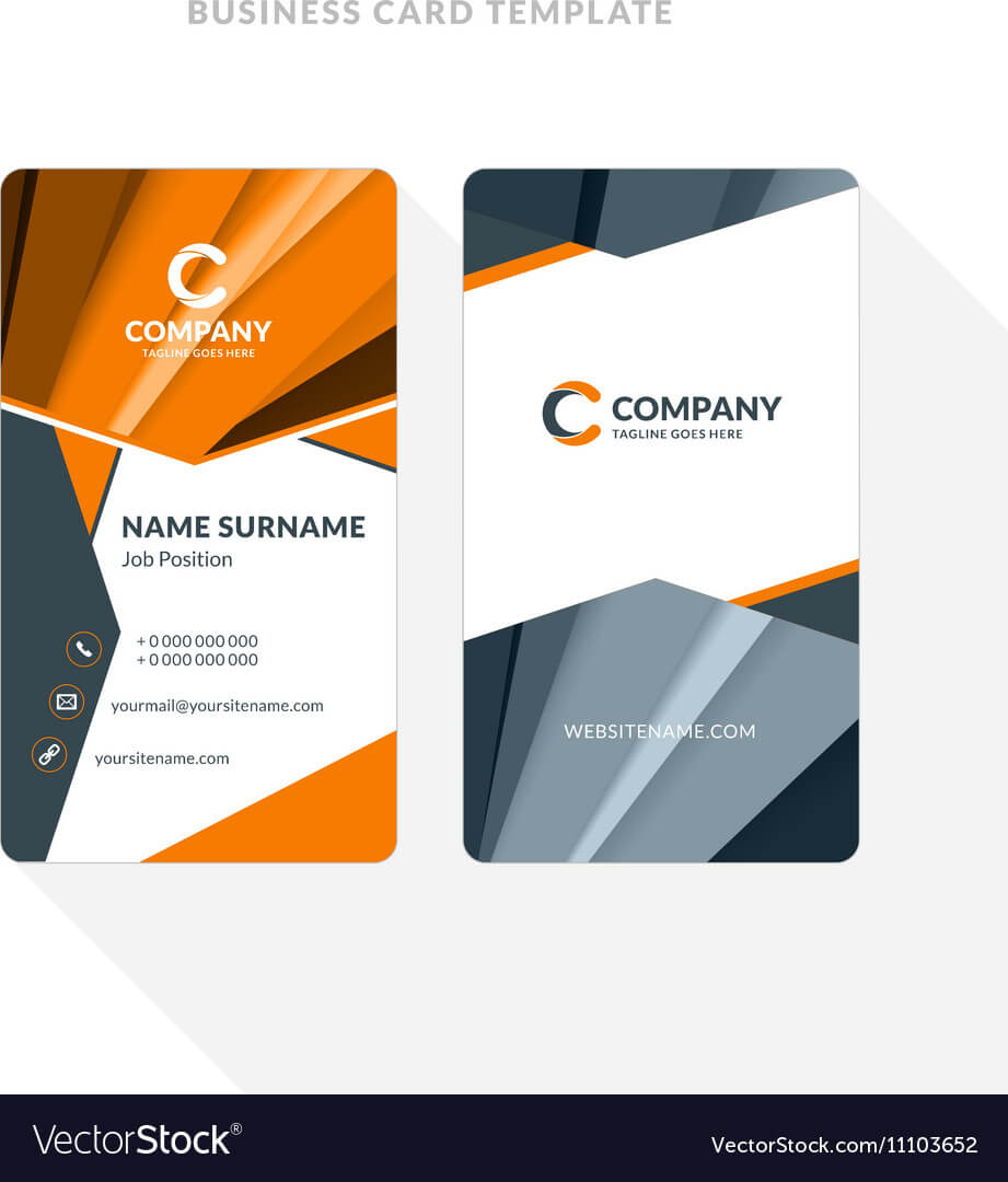 Vertical Double Sided Business Card Template With For Double Sided Business Card Template Illustrator