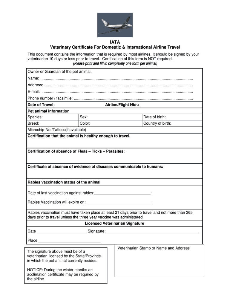 Veterinary Certificate – Fill Online, Printable, Fillable Intended For Rabies Vaccine Certificate Template