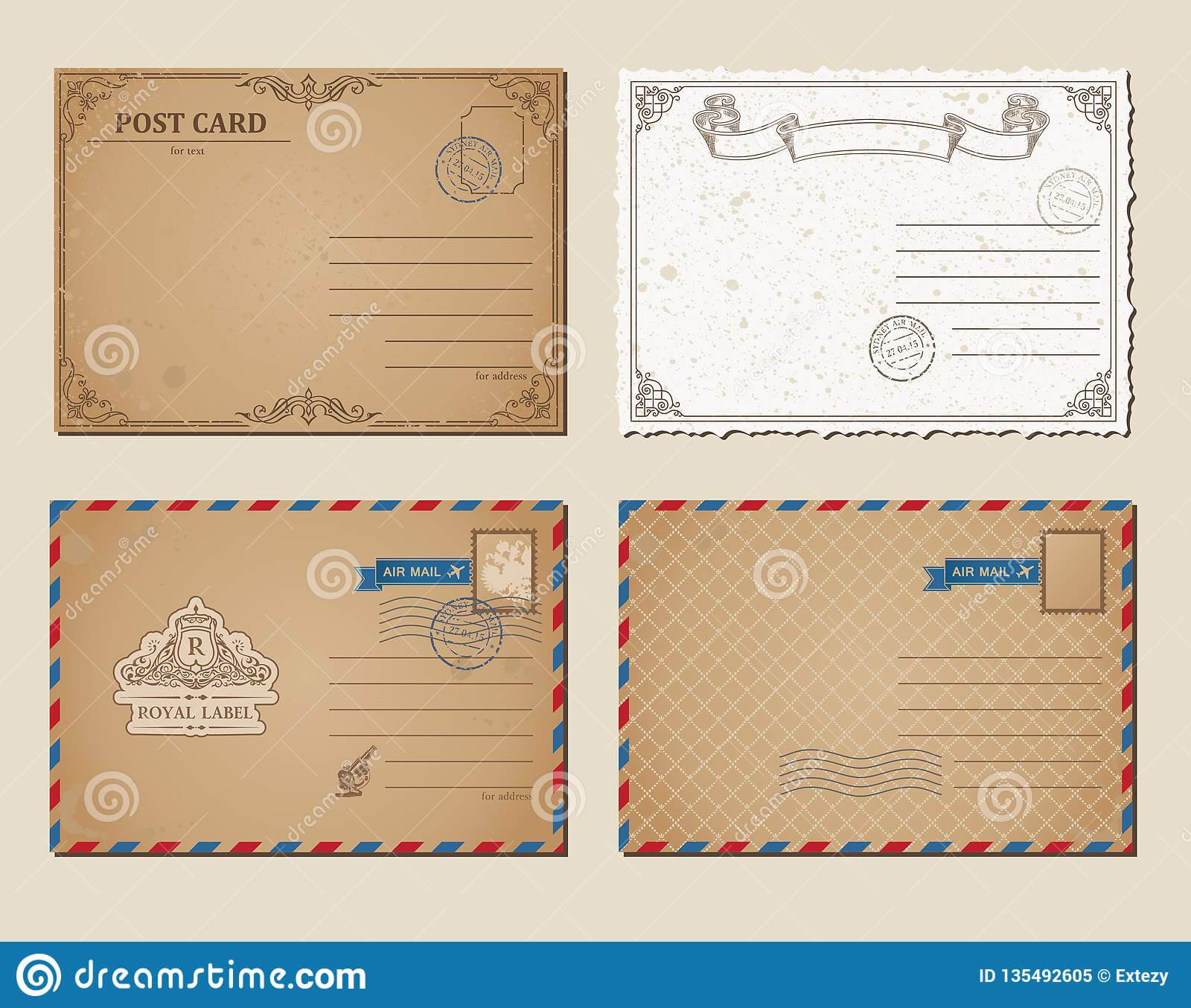 Vintage Postcards, Postage Stamps, Vector Illustration Post With Regard To Post Cards Template
