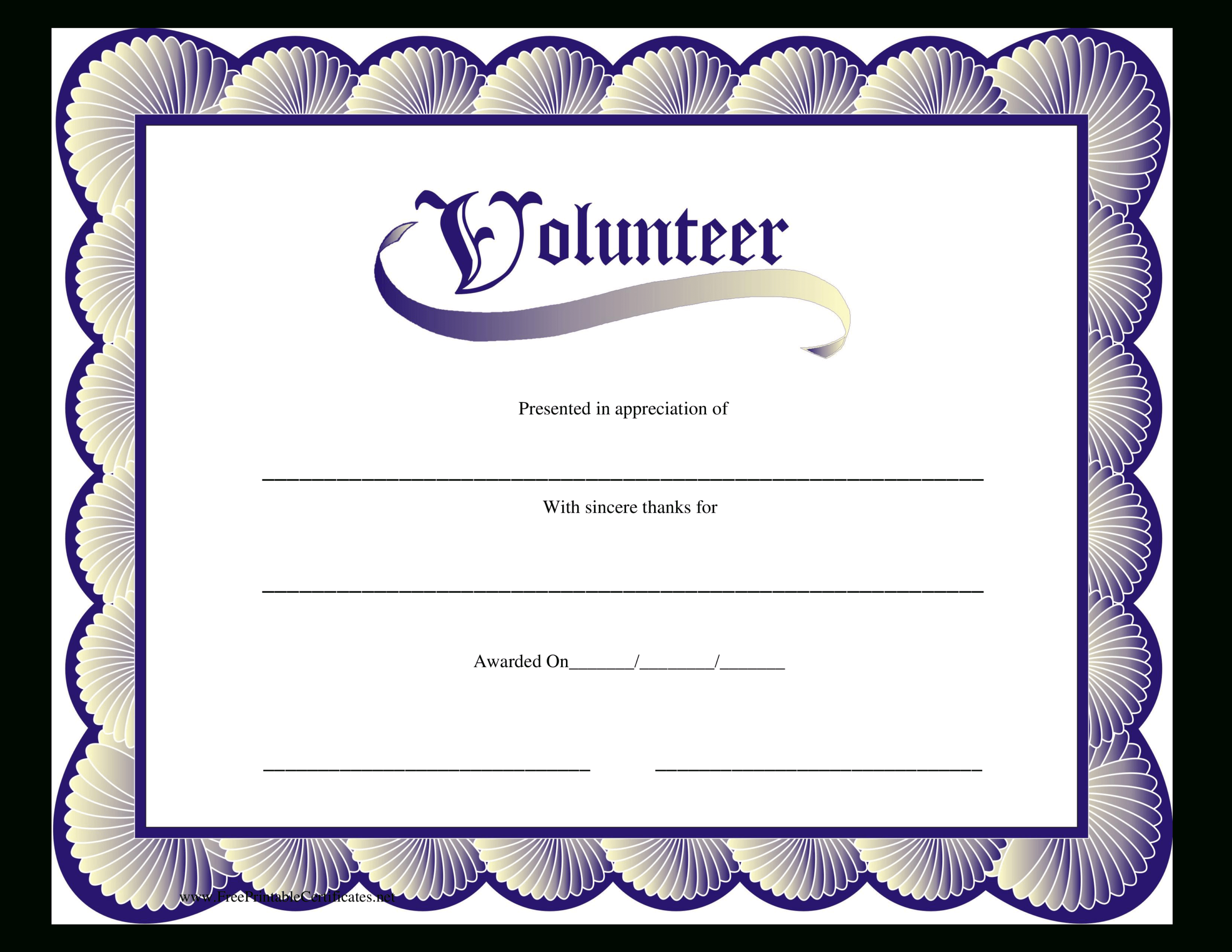 Volunteer Certificate | Templates At Allbusinesstemplates For Volunteer Award Certificate Template