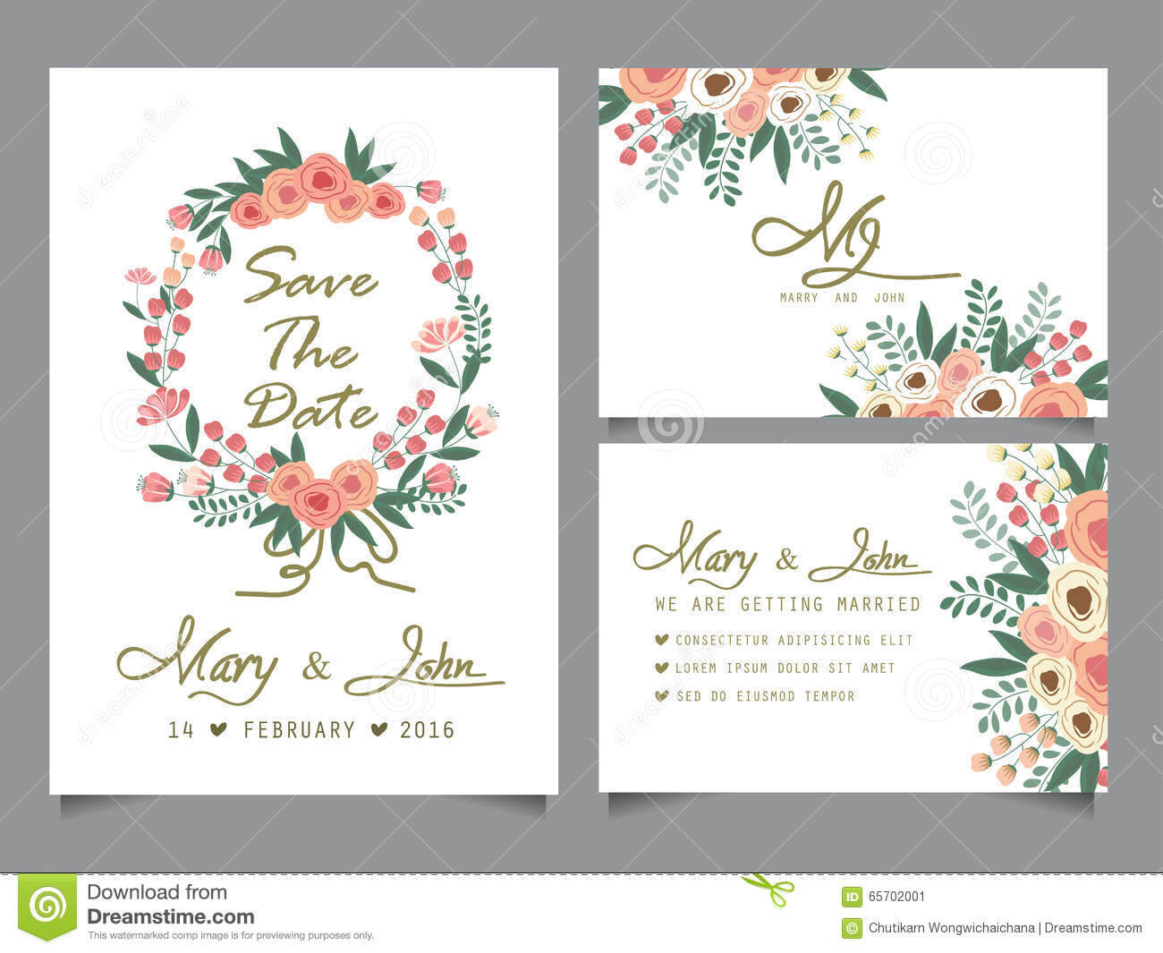Wedding Invitation Card Template Stock Vector – Illustration With Regard To Anniversary Card Template Word