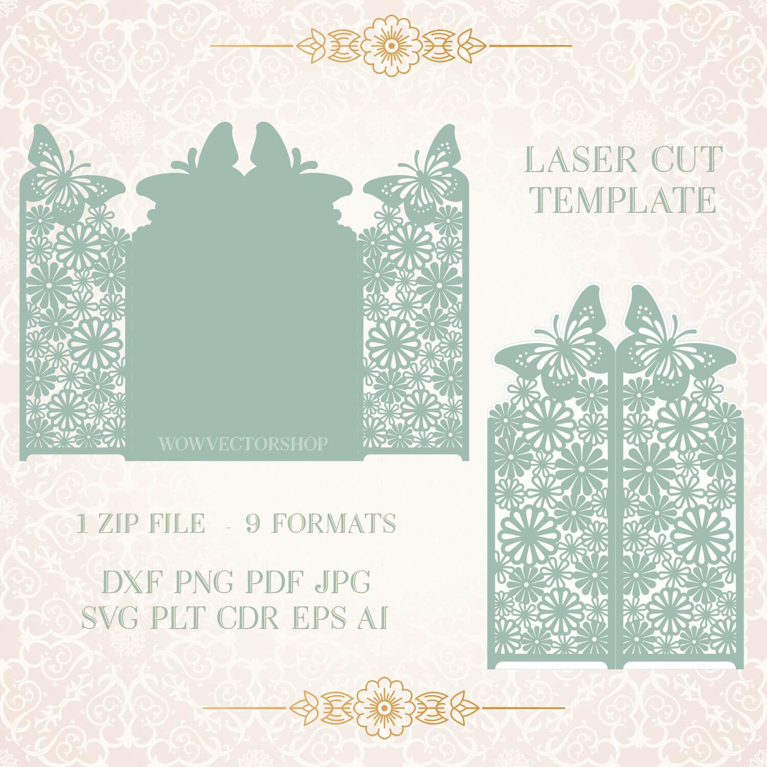 Wedding Invitation Stationery Pattern Card Templates Svg For Silhouette Cameo Card Templates