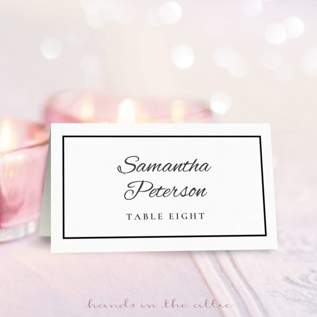 Wedding Place Card Template | Free Download | Hands In The Attic Pertaining To Place Card Size Template