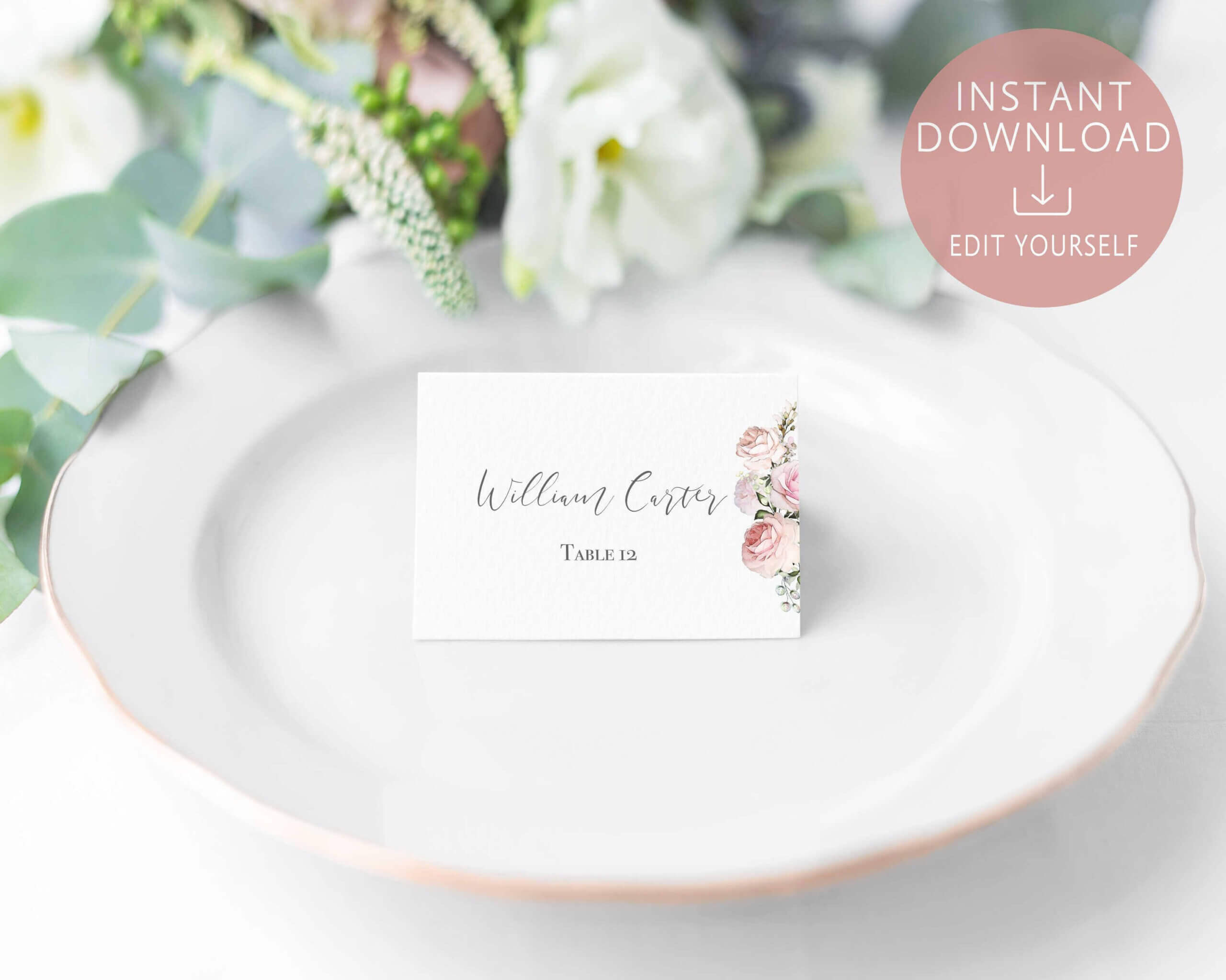 Wedding Place Cards Printable, Editable Name Card Template Within Table Name Card Template