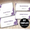 Wedding Placecard Template Foldover, Diy Purple Place Cards Inside Fold Over Place Card Template