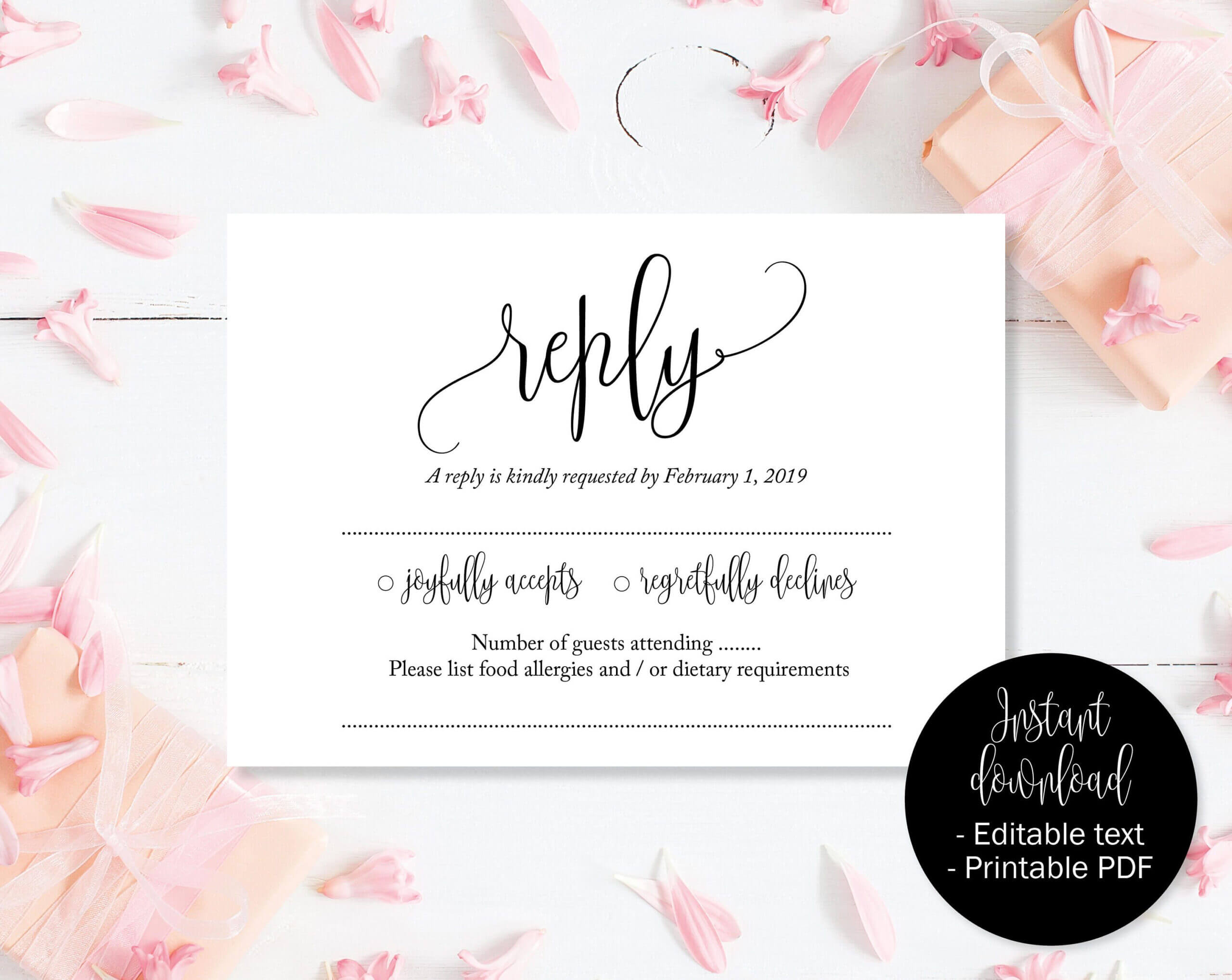 Wedding Rsvp Cards, Wedding Reply Attendance Acceptance Inside Acceptance Card Template