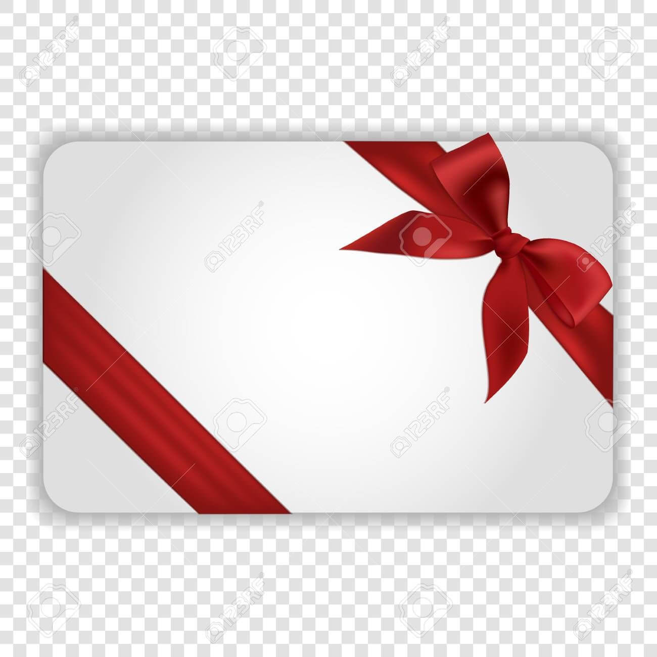 White Blank Gift Card Template With Red Ribbon And A Bow For Present Card Template