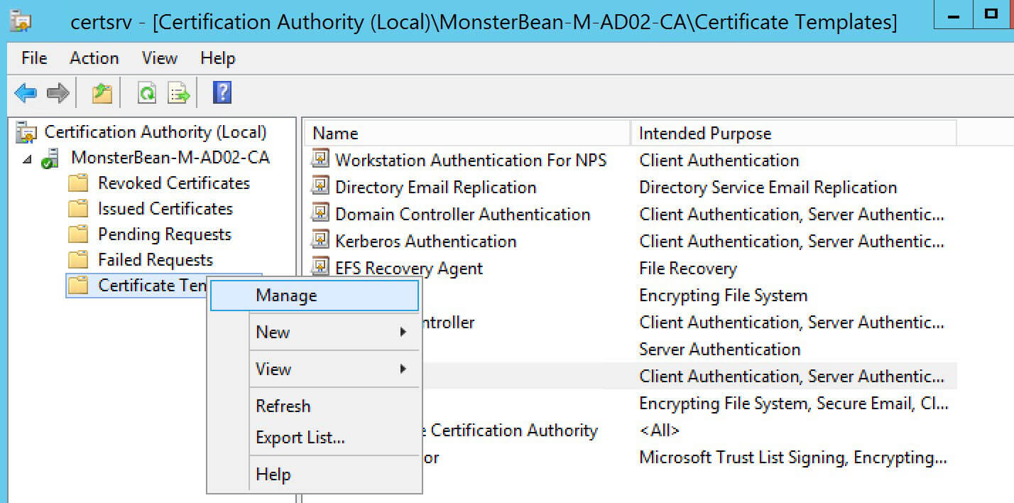 Windows 2012 R2 Nps With Eap Tls Authentication For Os X With Regard To Workstation Authentication Certificate Template