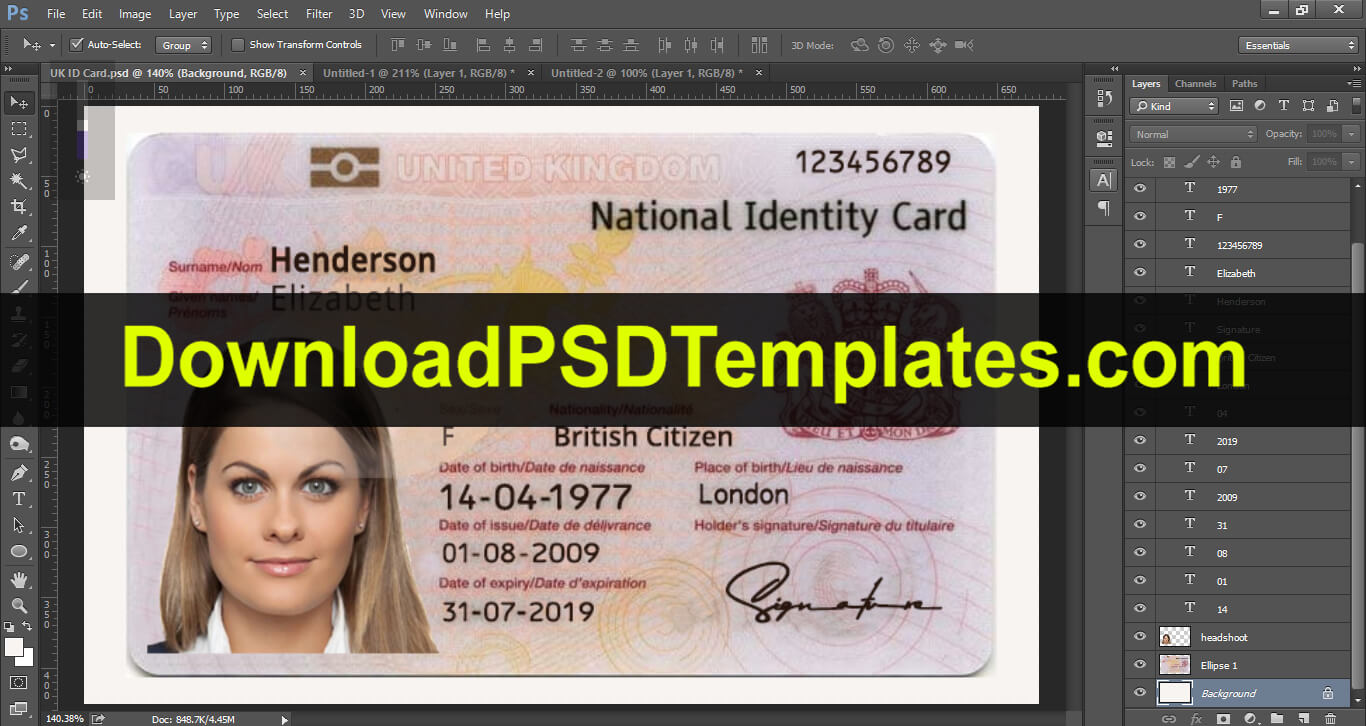 Wonderful Id Card Design Psd Format Template Ideas Sample In Florida Id Card Template