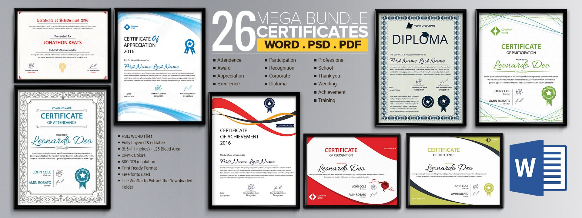 Word Certificate Template – 53+ Free Download Samples For Certificate Templates For Word Free Downloads