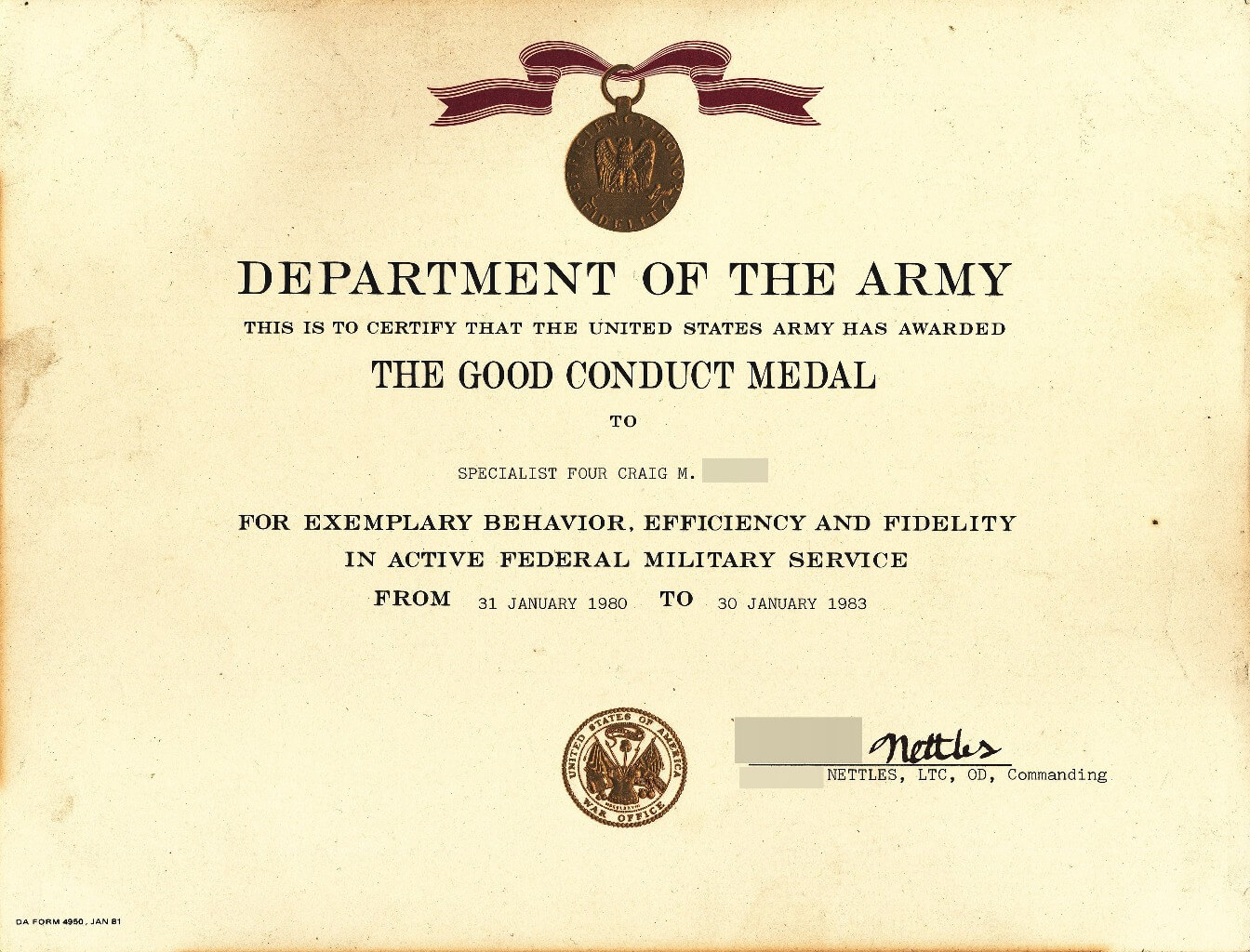 X12's Past Awards Throughout Army Good Conduct Medal Certificate Template