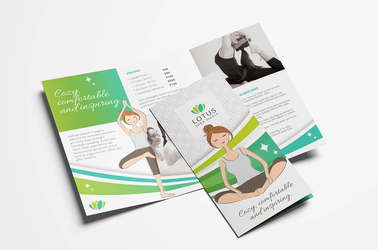 Yoga Studio Tri Fold Brochure Template In Psd, Ai & Vector Within Tri Fold Brochure Template Illustrator